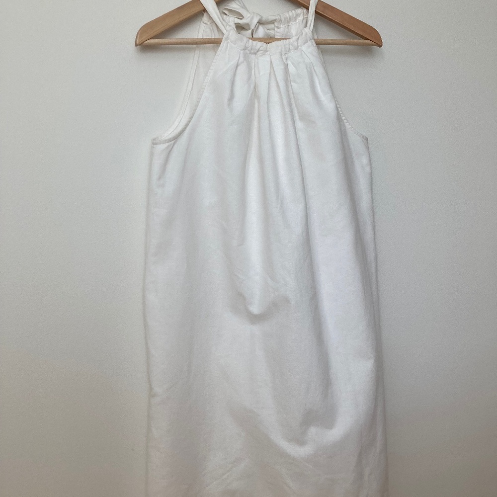 White linen/cotton halter dress